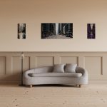 3 seater curved sofa in grey fabric