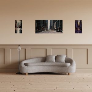 3 seater curved sofa in grey fabric