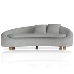 3 seater curved sofa in grey fabric