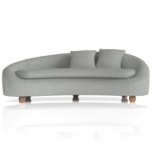 3 seater curved sofa in grey fabric