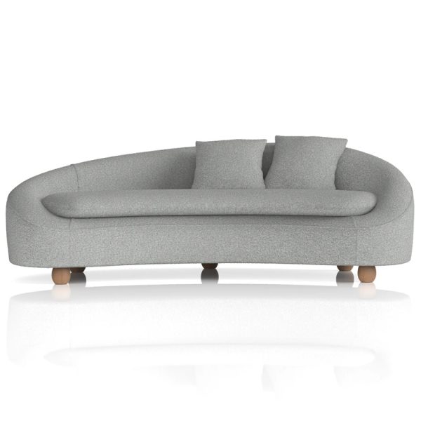3 seater curved sofa in grey fabric