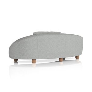3 seater curved reception sofa in grey fabric back view