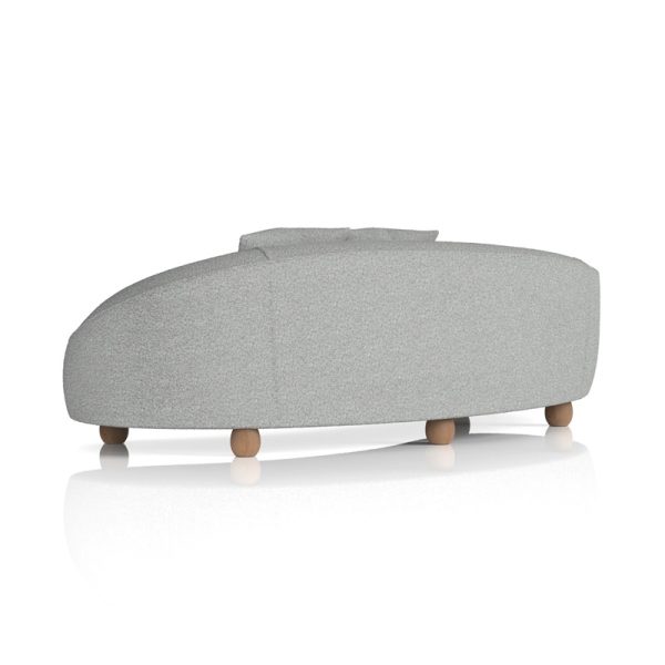 3 seater curved reception sofa in grey fabric back view