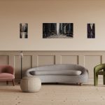 3 seater grey reception sofa with 2 contemporary chairs a stool