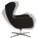 modern armchair in grey fabric side view