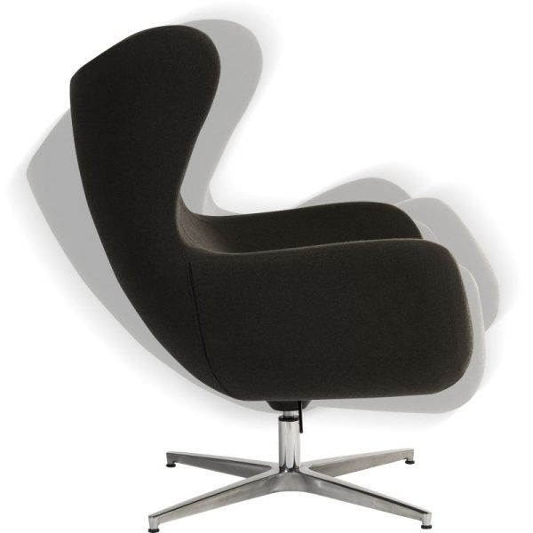 modern armchair in grey fabric side view