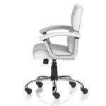 office chair white leather with chrome frame side view