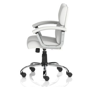office chair white leather with chrome frame side view