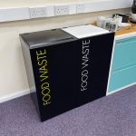 recycling bin with hinged lid for food waste