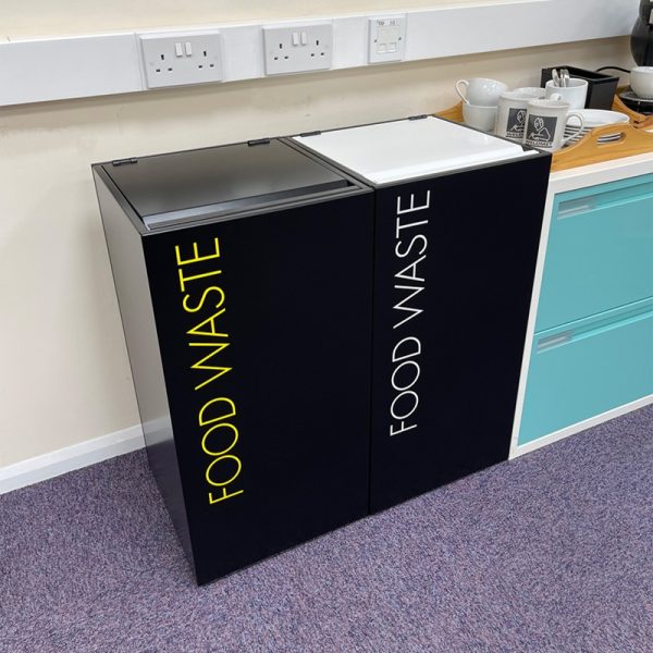 recycling bin with hinged lid for food waste