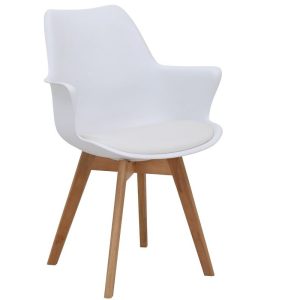 skandi style chair with white set and beech legs