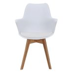skandi style cafe chair with white seat and beech legs