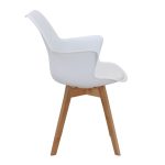 skandi style chair for cafes with white set and beech legs