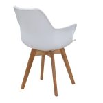 skandi style cafe chair with white seat and beech legs