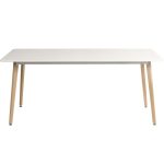 skandi style table with white table top and beech legs