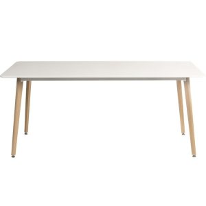 skandi style table with white table top and beech legs