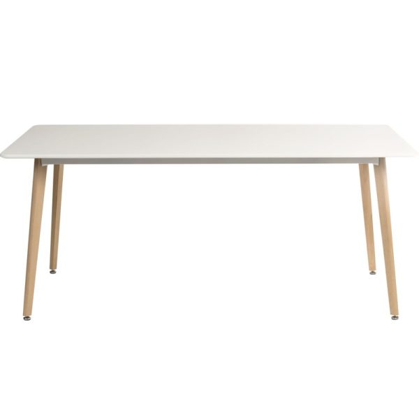skandi style table with white table top and beech legs