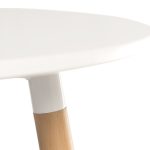 skandi style round table close up of white top and leg