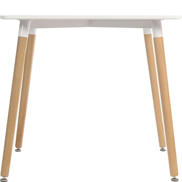skandi style table with white table top and beech legs