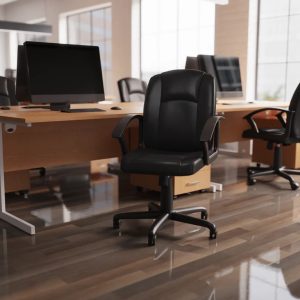 medium back executive office chair in black leather