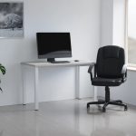 medium back executive office chair in black leather in home office