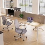 mesh back operators chair grey in office around office desks