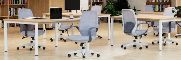 mesh back operators chair grey in office