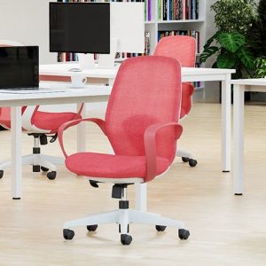 mesh back office chairs in red in office