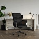 black executive office chair in home office