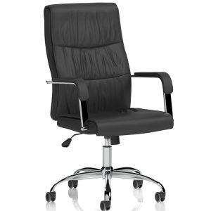black executive office chair with chrome 5 star base