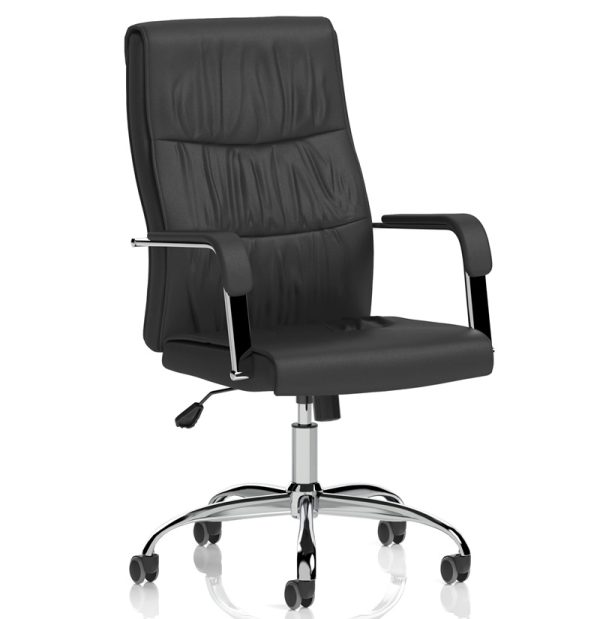 black executive office chair with chrome 5 star base