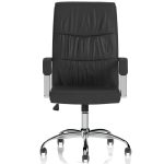 black executive office chair with chrome 5 star base front view