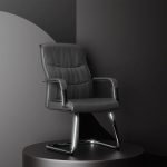 cantilever office visitors chair black leather with chrome cantilever frame