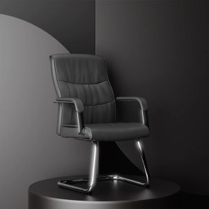 cantilever office visitors chair black leather with chrome cantilever frame