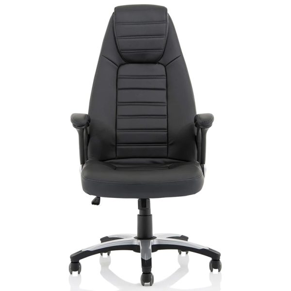 high back black leather executive office chair front view