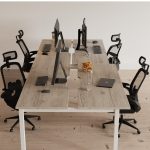 high mesh back office chair with adjustable arms around office desks