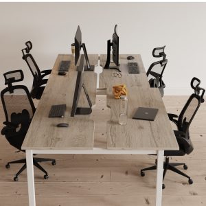 high mesh back office chair with adjustable arms around office desks