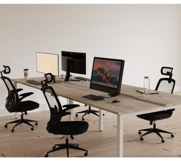 high mesh back office chair around a desk
