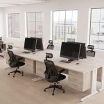 high mesh back office chair around desk in an office