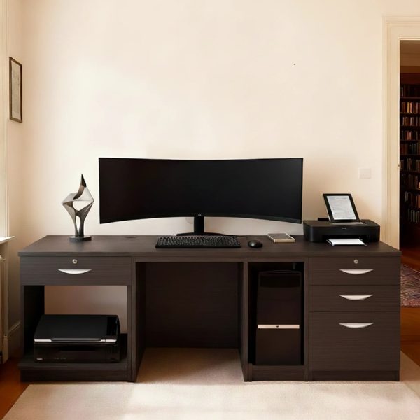 home office desk black with drawers and storage