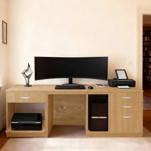 home office desk oak with drawers and storage