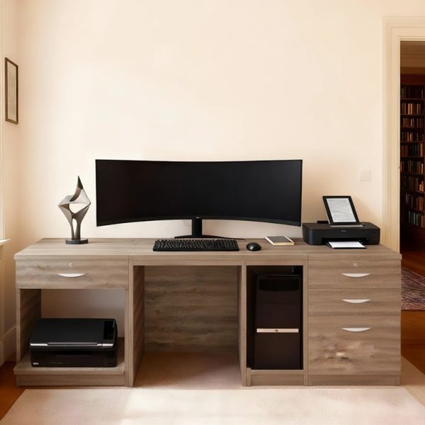 home office desk grey with drawers and storage