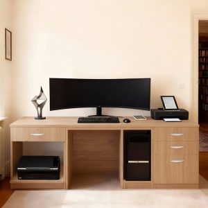 home office desk in sandstone finish with drawers and storage