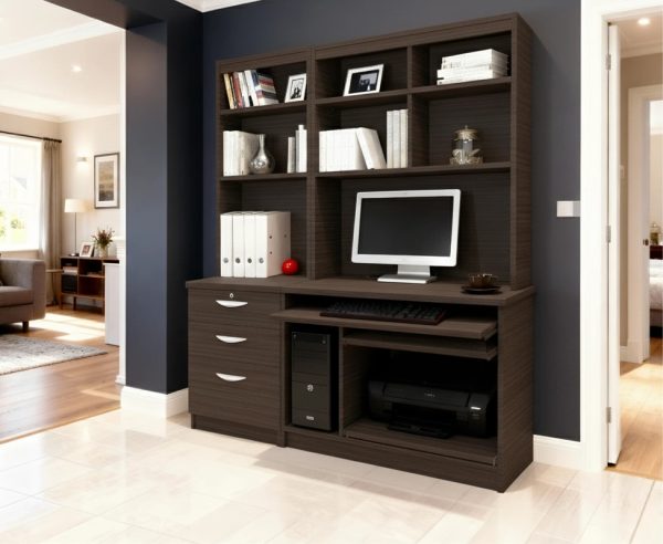 home office desk black with storage