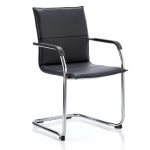 meeting chair in black leather with chrome cantilever leg