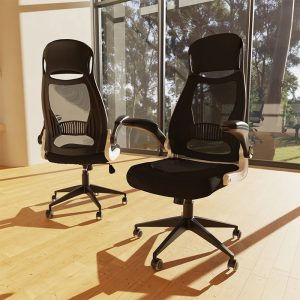 mesh back black office chairs in office