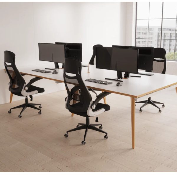 mesh back chairs black around office desks