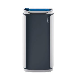 office recycling bin with blue slot top for paper