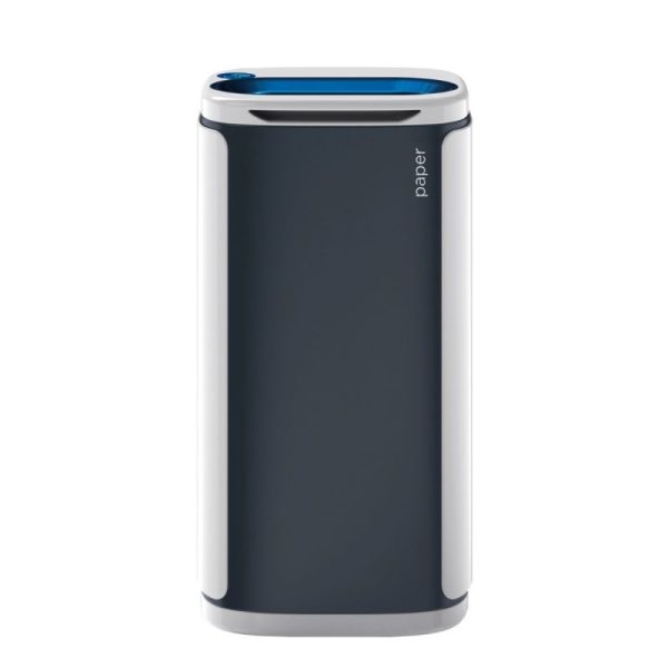 office recycling bin with blue slot top for paper