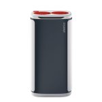 office recycling bin with red top for plastics with 2 circular apertures